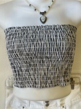 Carmar Black & White Smocked Strapless Tube Top